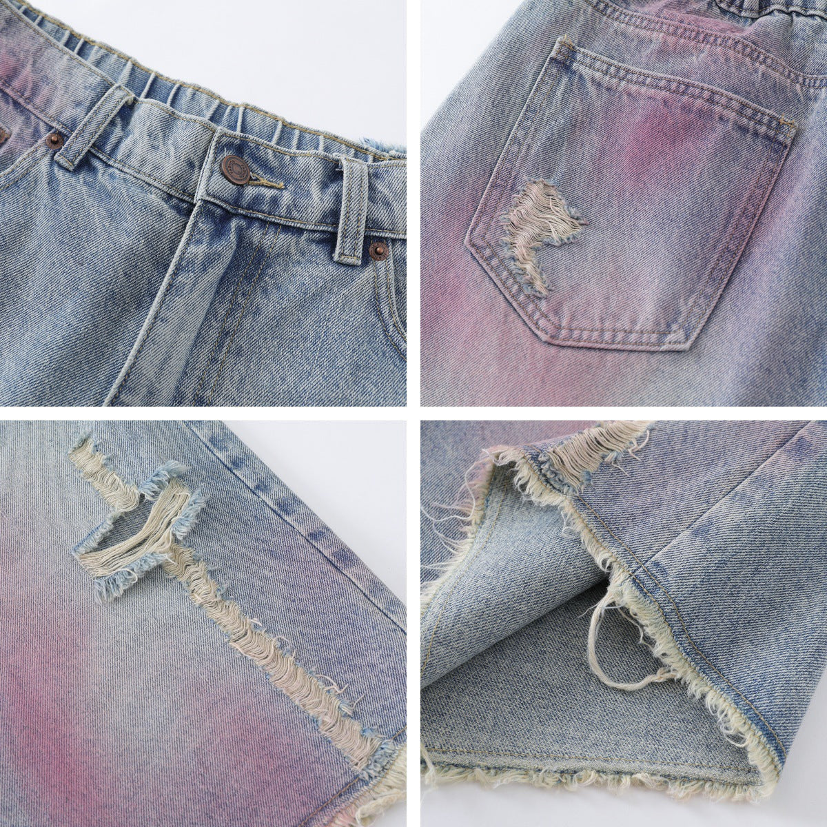 Bermuda “Fray District” denim 7/8 distressed