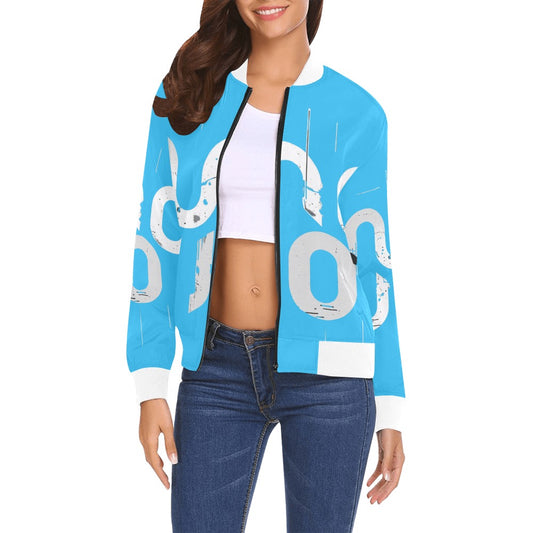 Bomber donna Concrete Echoes Urban Static dark turquoise logo all-over streetwear