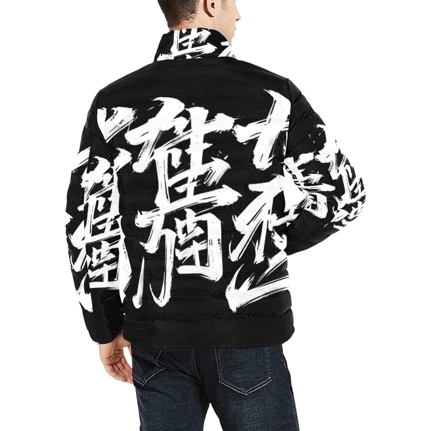 Giacca Bomber Uomo Collezione JSports Momo M02 Notte Infinita JSHUB – Base Nera con Stampa All-Over Bianca
