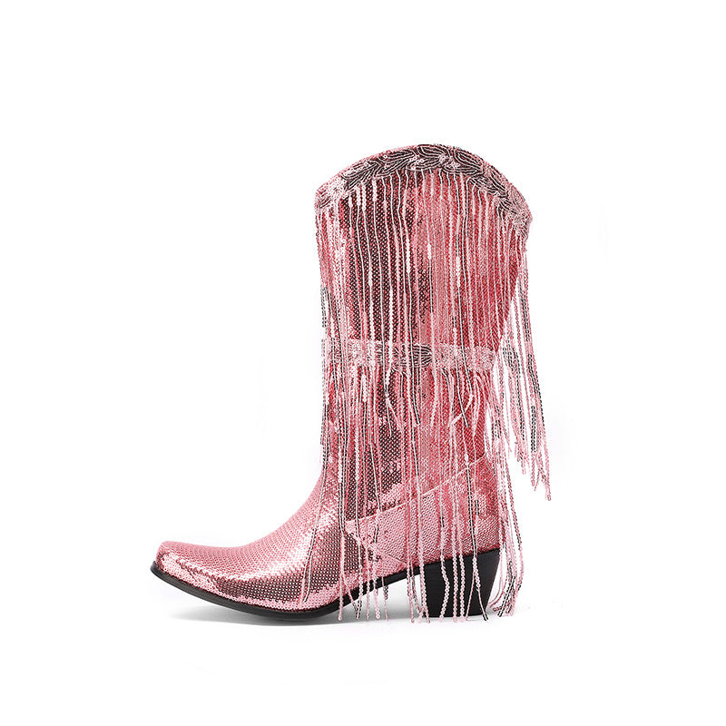 Stivali Bling Fringe Cowboy