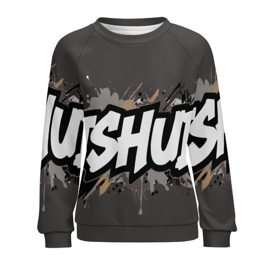 Felpa Donna JSHub Dark Edition – Graffiti Tono su Tono con Scritta Bianca