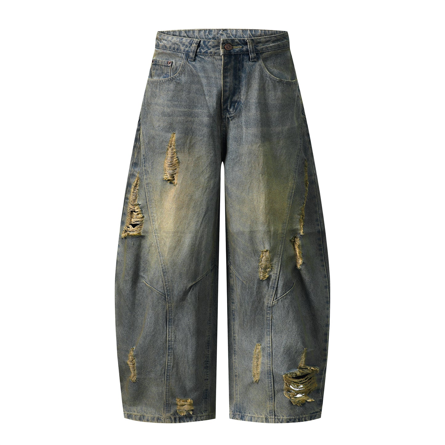 Bermuda “Vintage Scratch” denim lavato e distressed