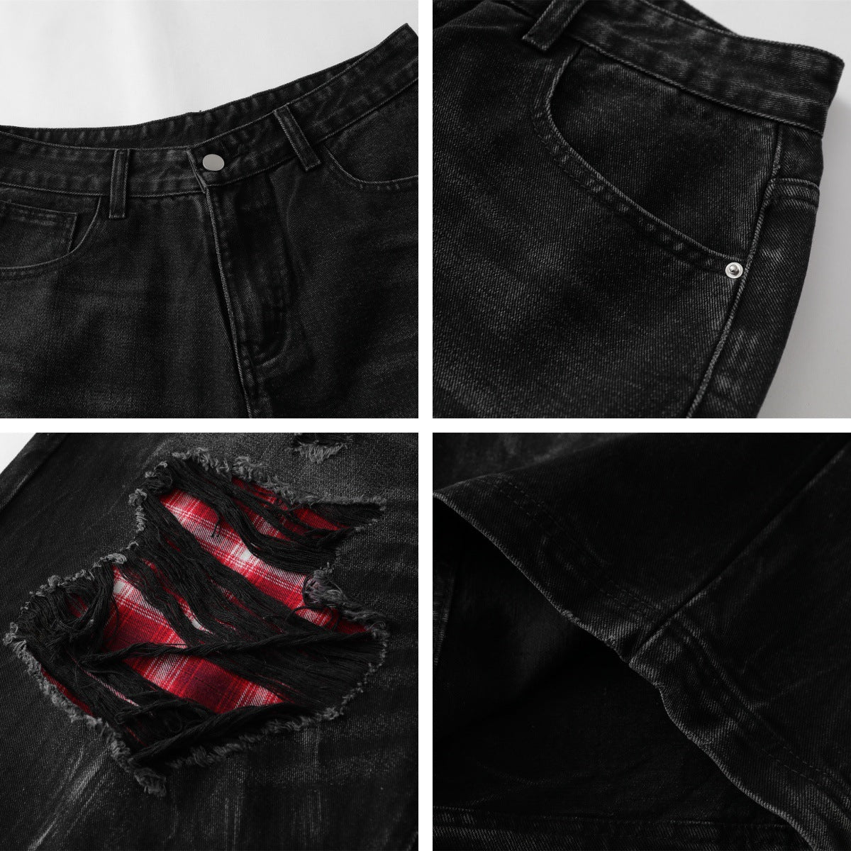 Bermuda “Block Fade” jeans distressed colorblock loose fit