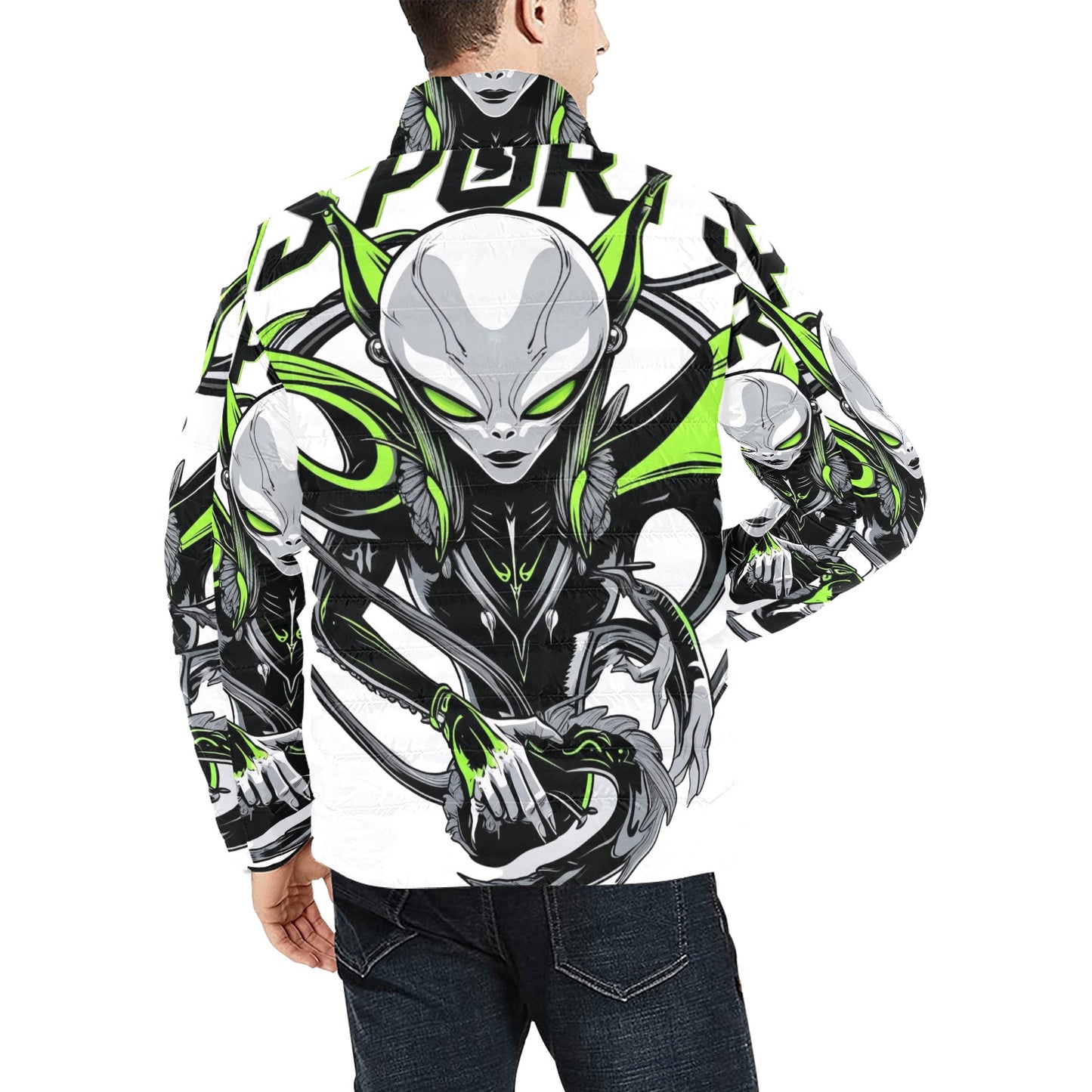 Giacca Bomber Uomo Collezione Xenoflare JSHUB – Base Bianca Stampa All Over