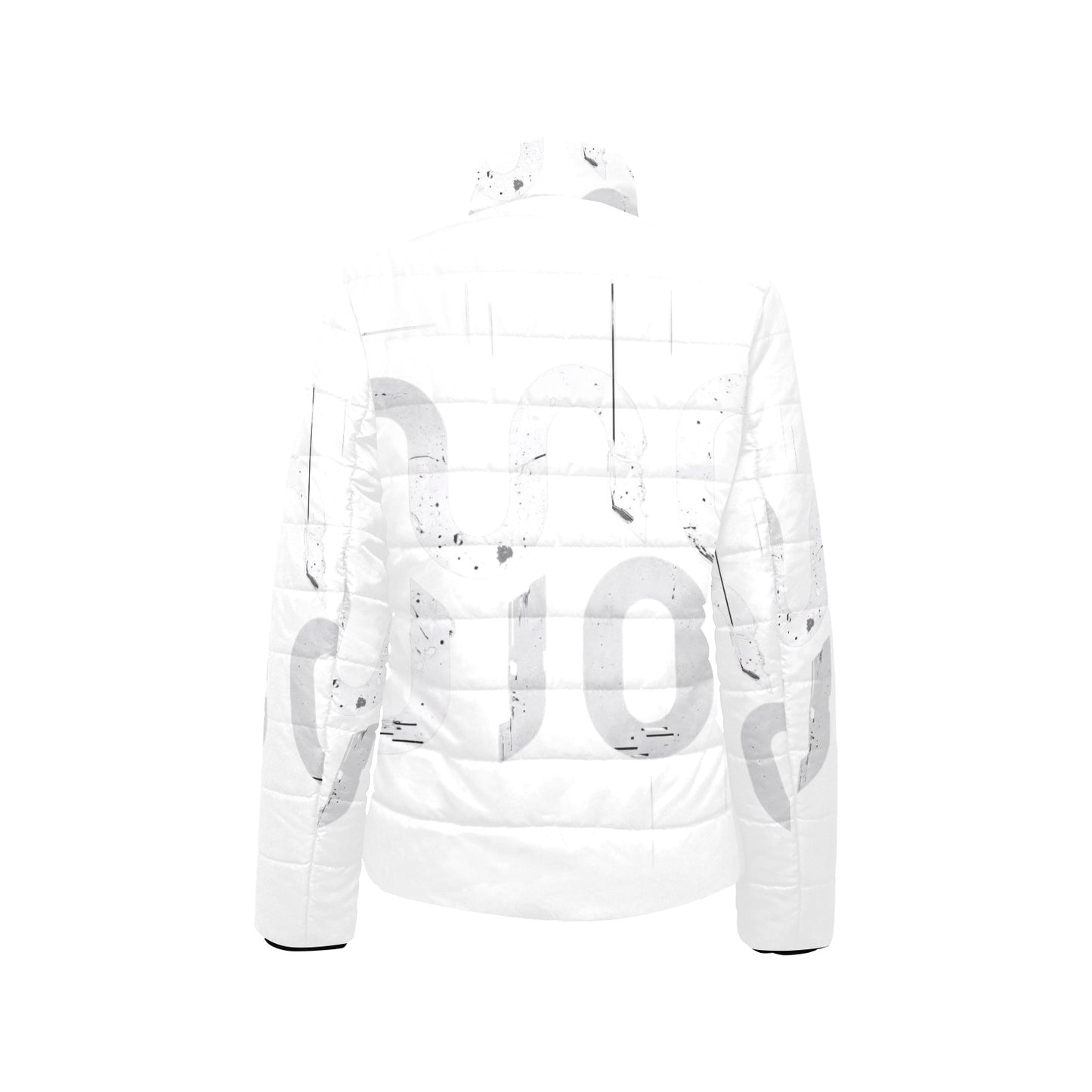 Giacca imbottita donna bianca Concrete Echoes “Urban Static” colletto rialzato