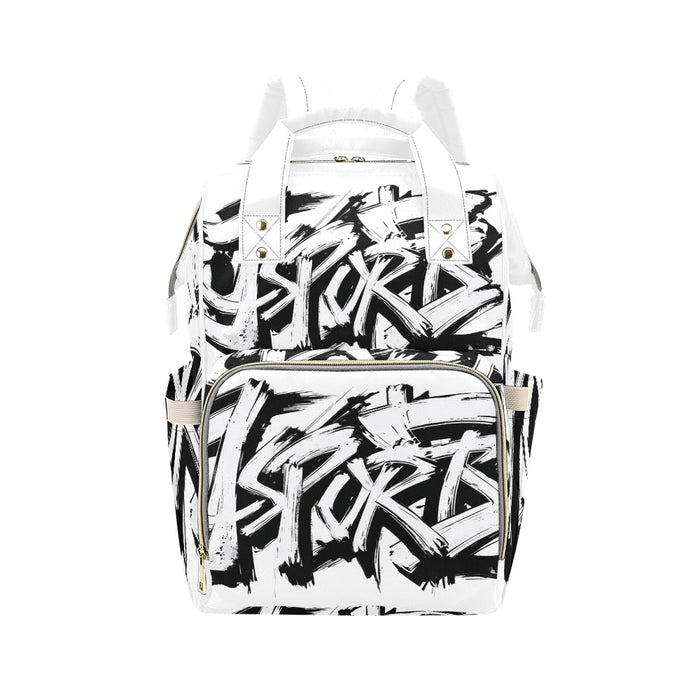 Zaino multifunzione Momo JSPORTS – Bianco con stampa all-over nera