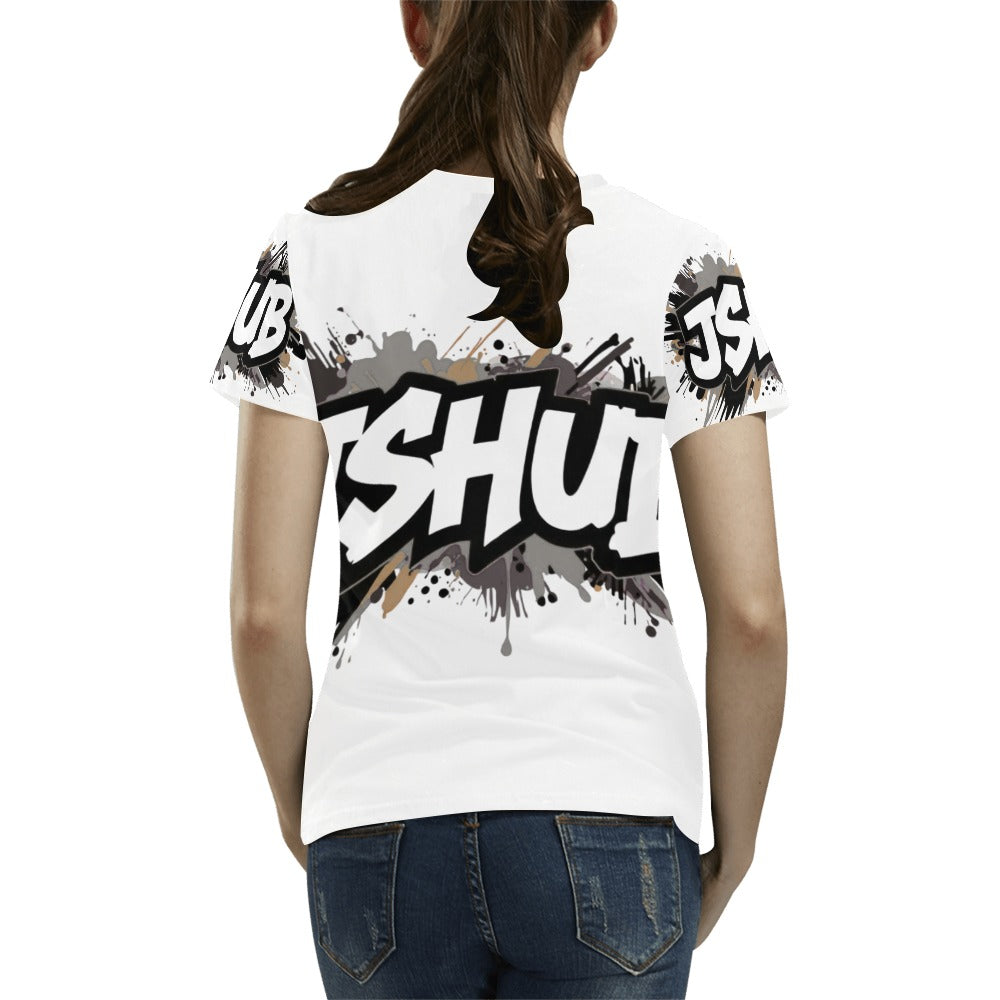 T-shirt Donna JSHub Urban Streetwear Graffiti Monochrome – Stampa All-Over