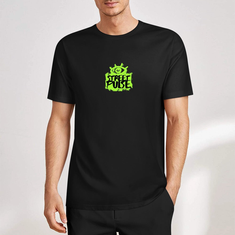 T-shirt uomo “JS Street Pulse” – Nera con logo verde lime