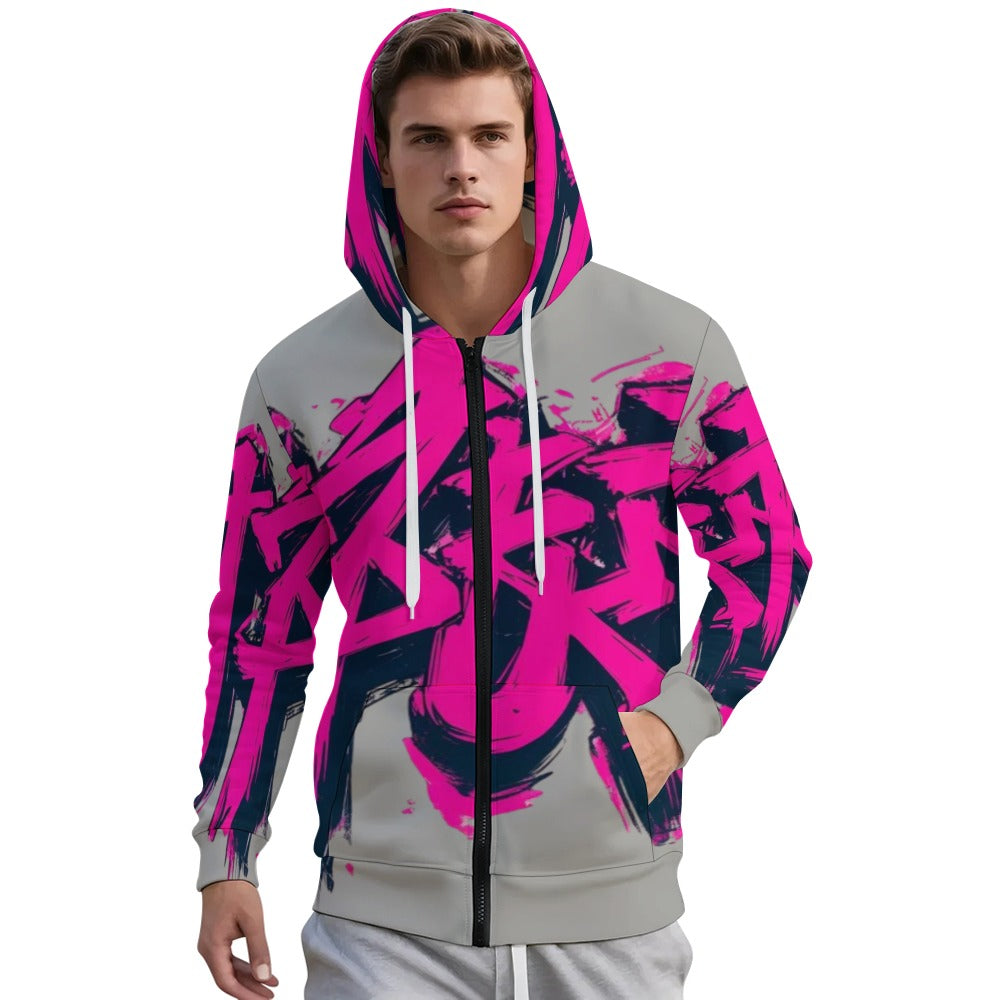 Felpa JSPORTS Momo M07 – Grigio Melange e Fuxia Contornata da Sfumature Scure