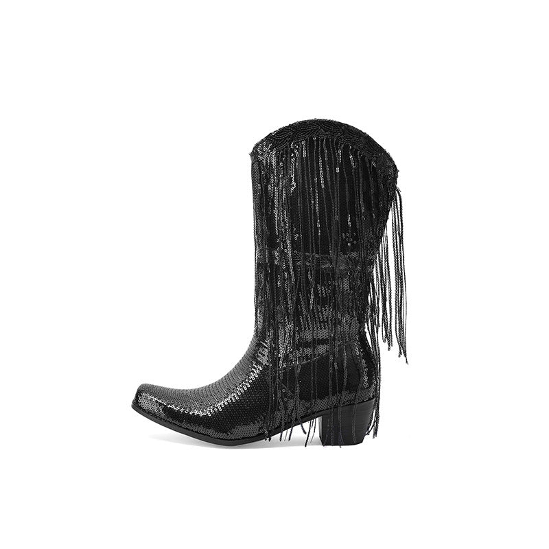 Stivali Bling Fringe Cowboy