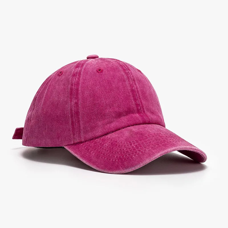 Cappellino da baseball rosa lavato in cotone con tesa curva