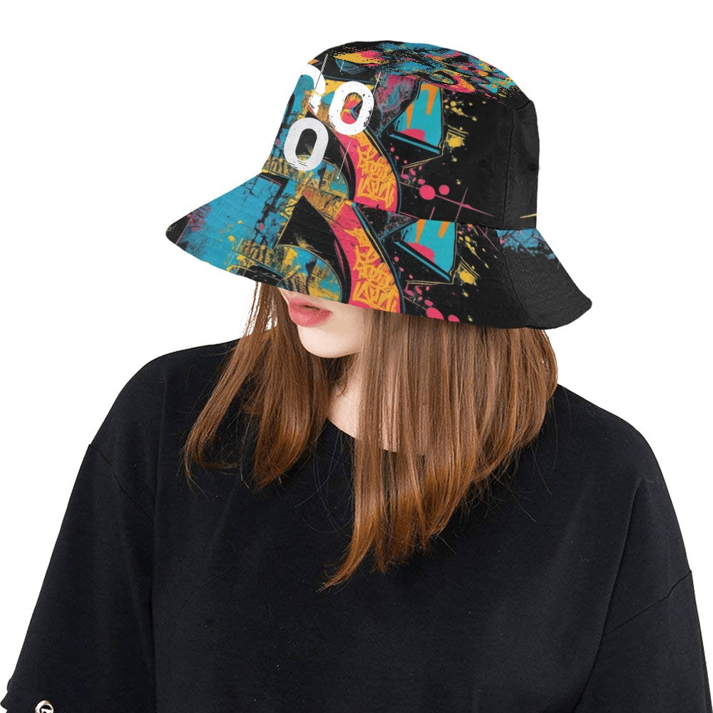 Cappello da Pescatore Donna Visual Riot – Cotone Twill con Stampa Graffiti All-Over | Concrete Echoes