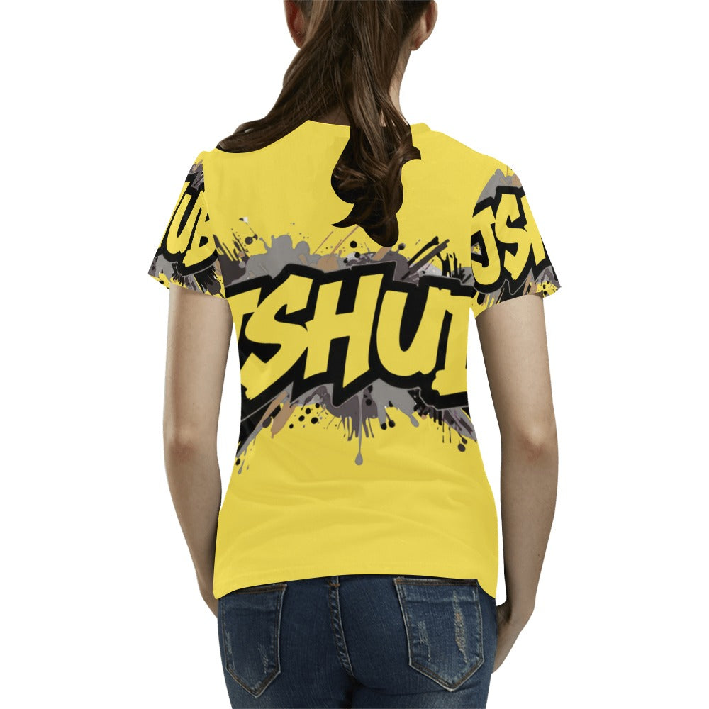 T-shirt Donna JSHub Urban Streetwear Graffiti Monochrome – Stampa All-Over