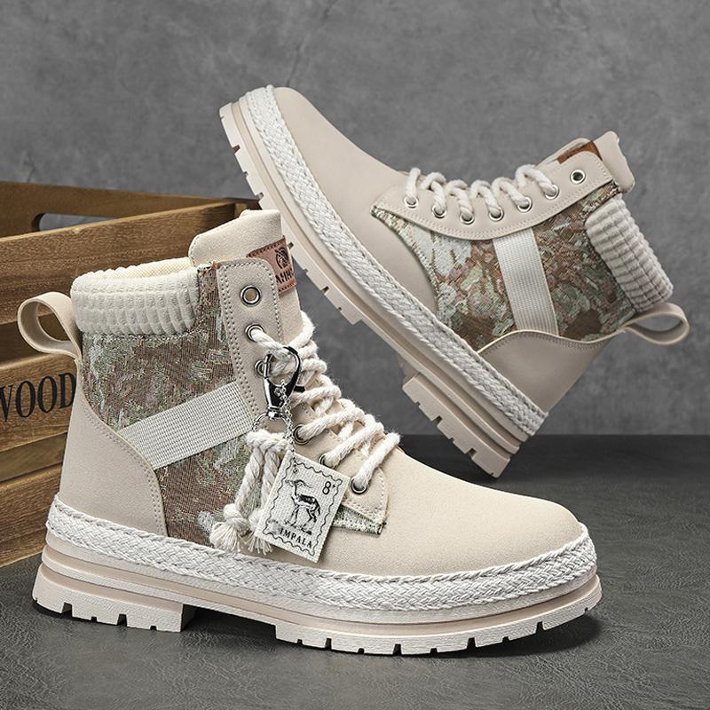 Scarpe Urban Wing – Stivaletti alti in tela stile Martin con dettagli carving