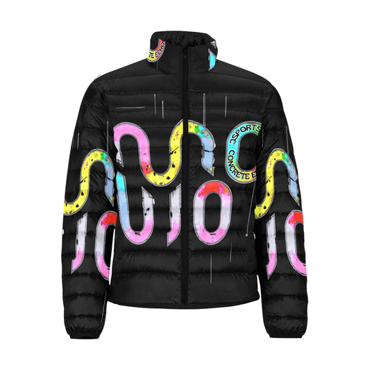 Giacca Bomber Uomo Collezione Concrete Echoes JSHUB – Base Nera Logo Multicolor All Over