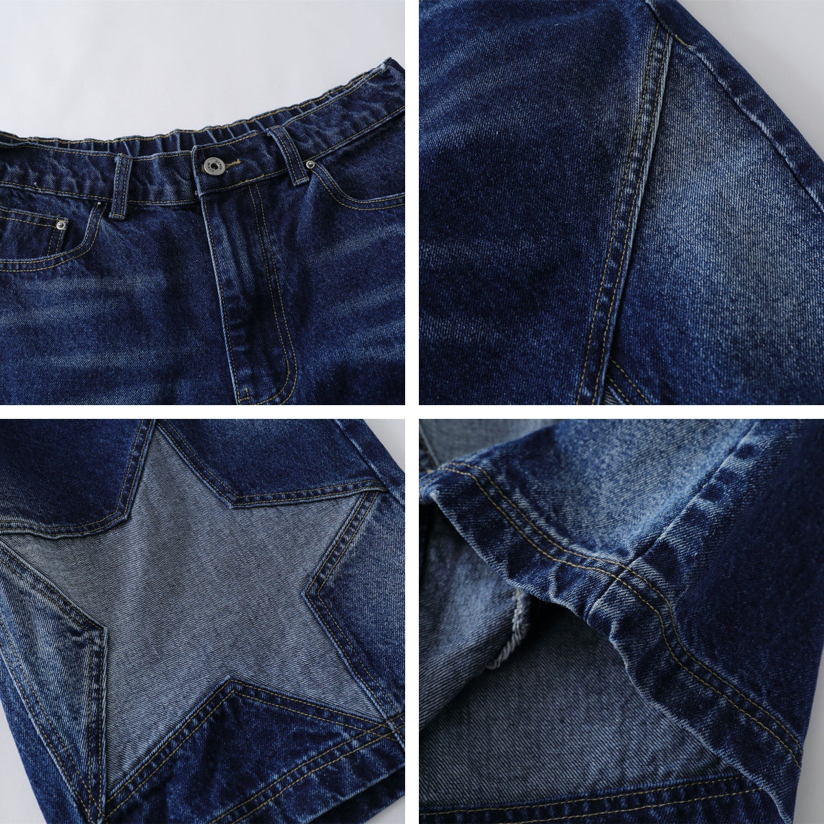 Bermuda “Star Fade” denim 7/8 patchwork retrò