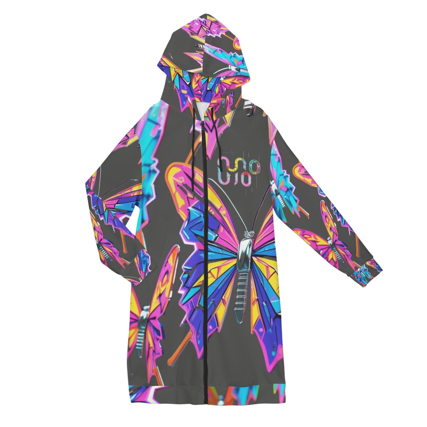 Giacca felpa donna con cappuccio e zip Wings of Noise stampa all-over – 10 varianti colore