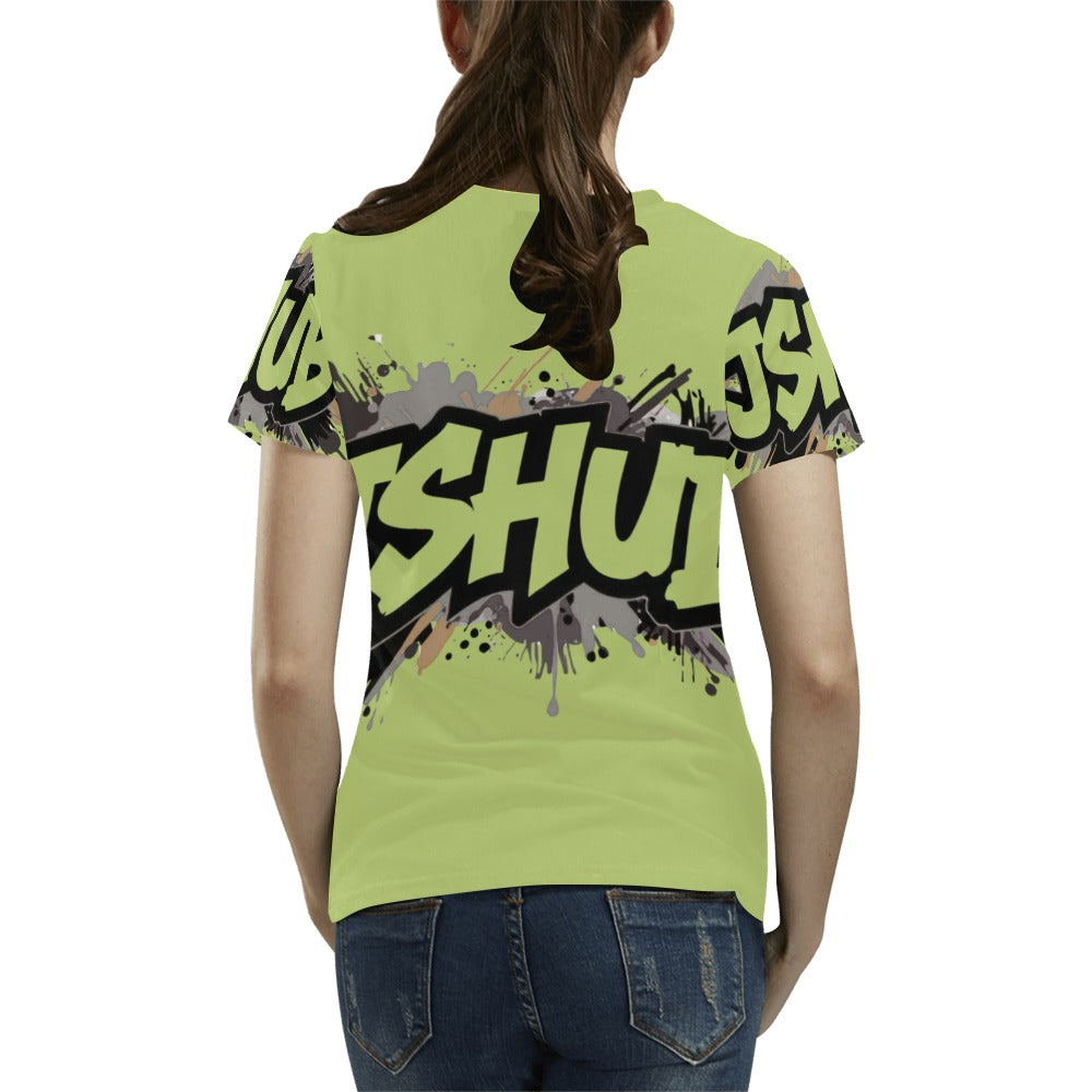 T-shirt Donna JSHub Urban Streetwear Graffiti Monochrome – Stampa All-Over