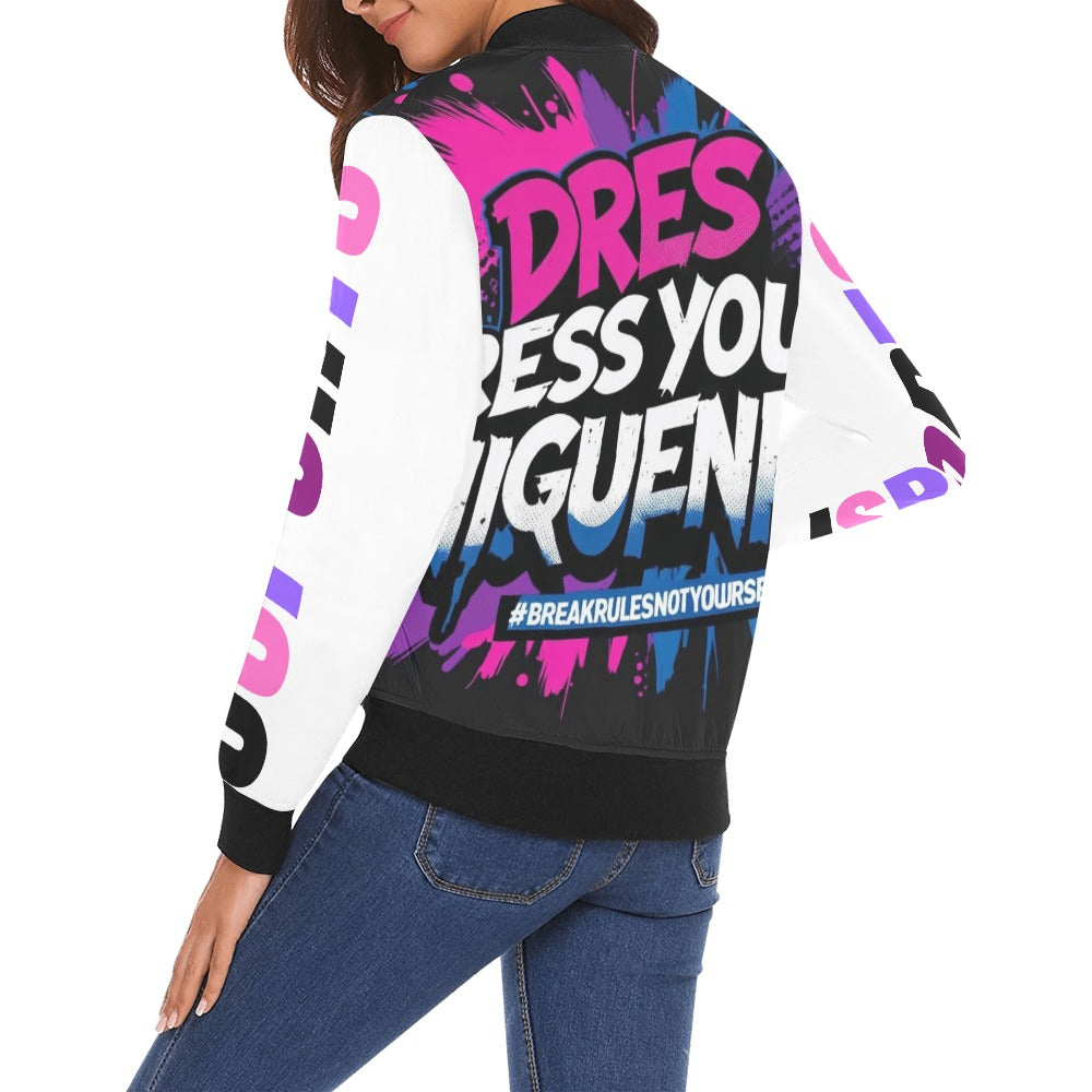 Bomber donna Dress Power multicolor con maniche bianche e scritte JSports
