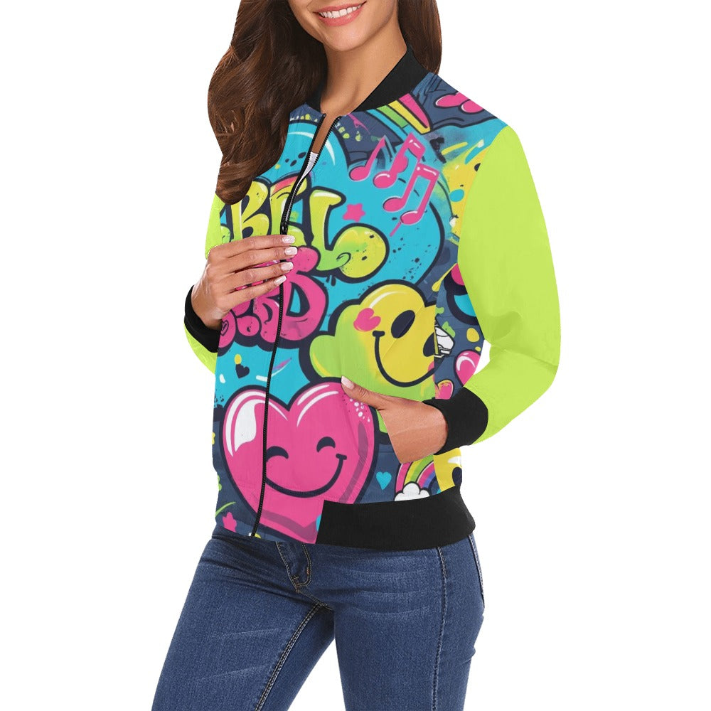 Bomber donna Viber City stampa all-over emozioni urbane – 5 varianti colore