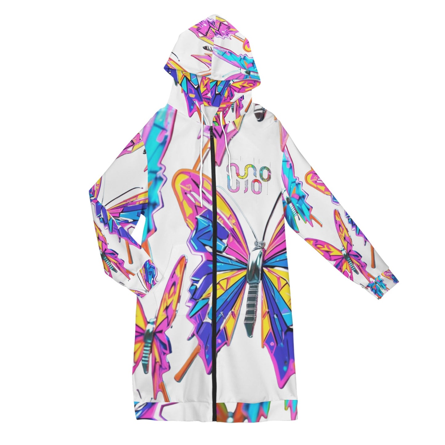 Giacca felpa donna con cappuccio e zip Wings of Noise stampa all-over – 10 varianti colore