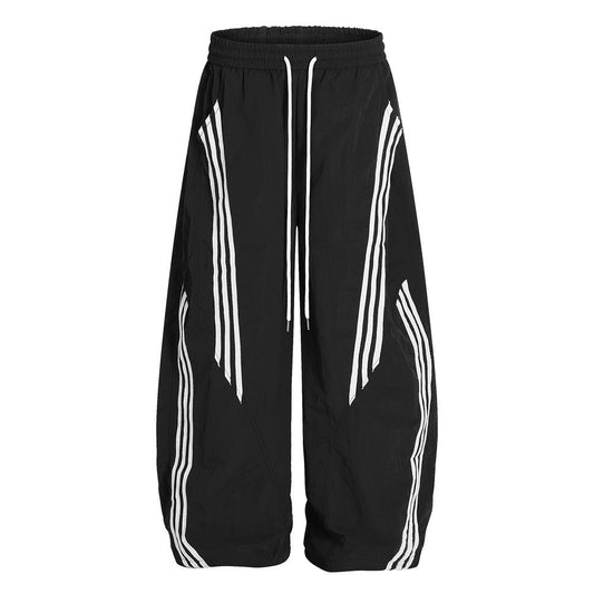 Pantaloni Uomo Gamba Larga Street Style con Tre Strisce