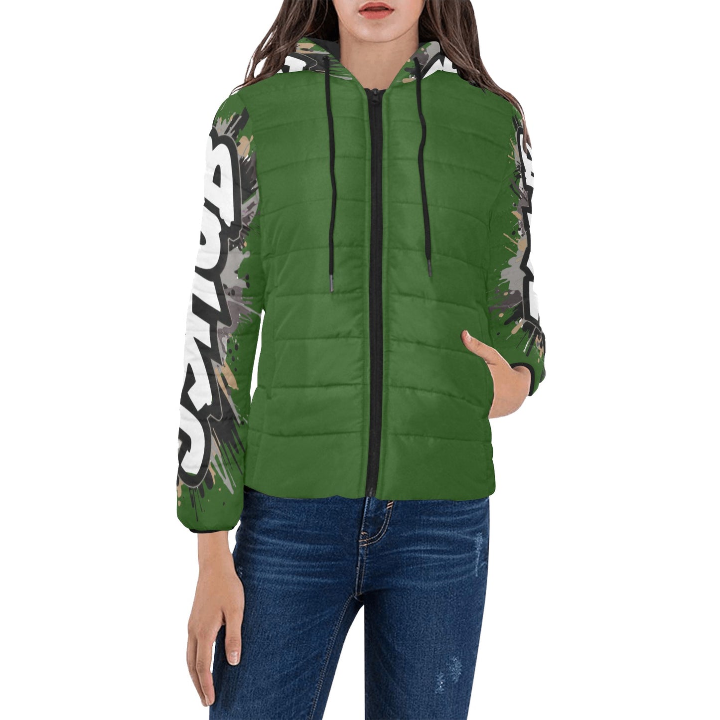 Giacca Imbottita con Cappuccio da Donna – Stampa All Over JSHub