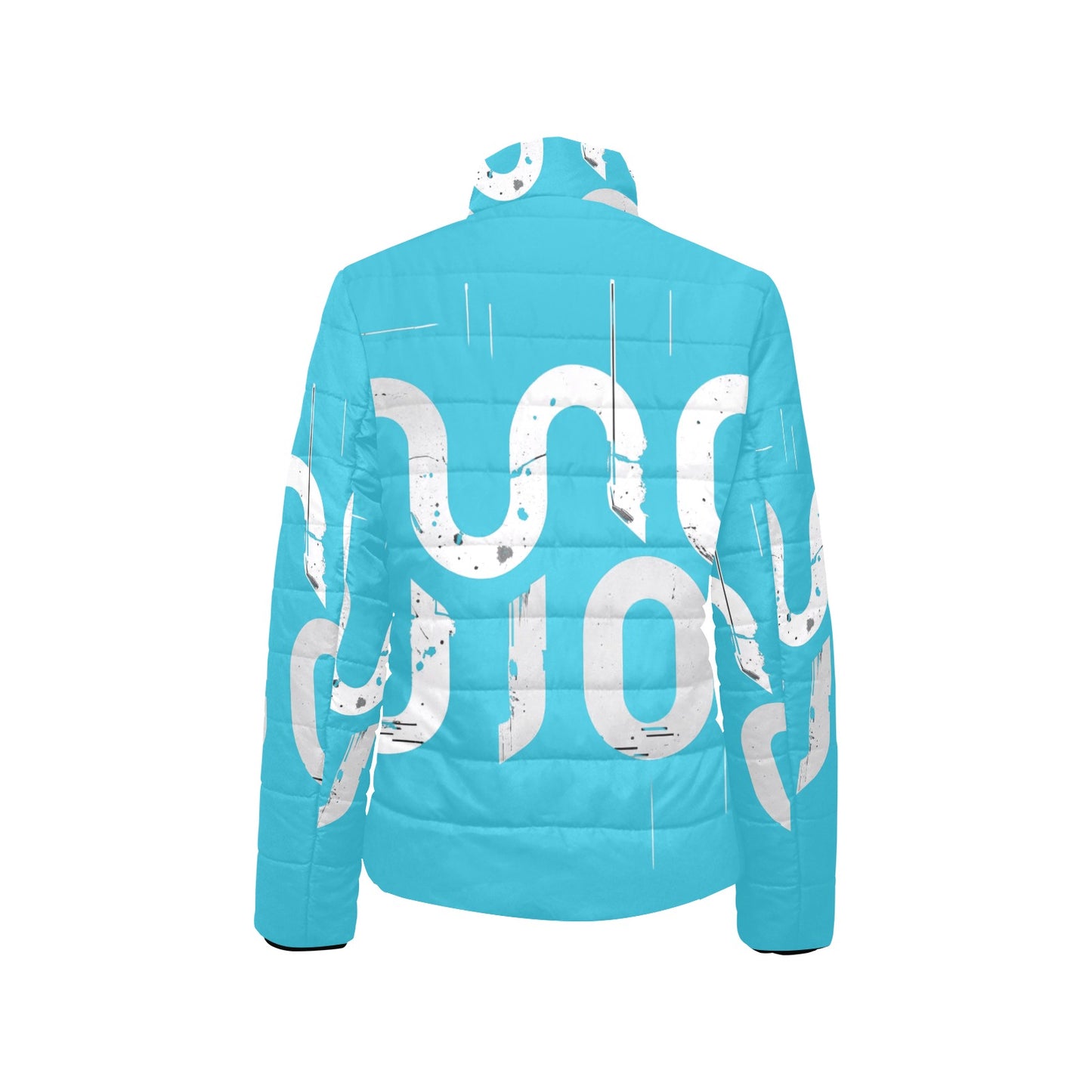 Giacca imbottita donna Dark Turquoise Concrete Echoes “Urban Static” colletto rialzato