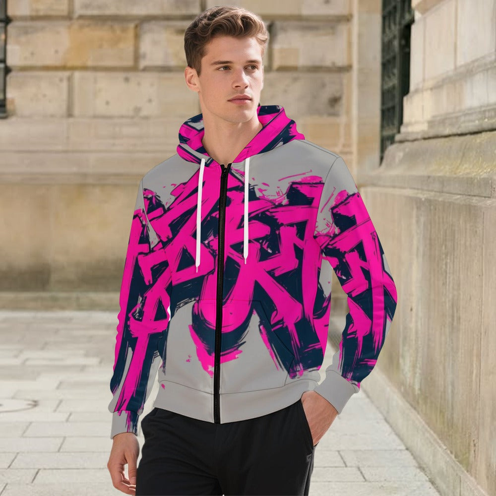 Felpa JSPORTS Momo M07 – Grigio Melange e Fuxia Contornata da Sfumature Scure