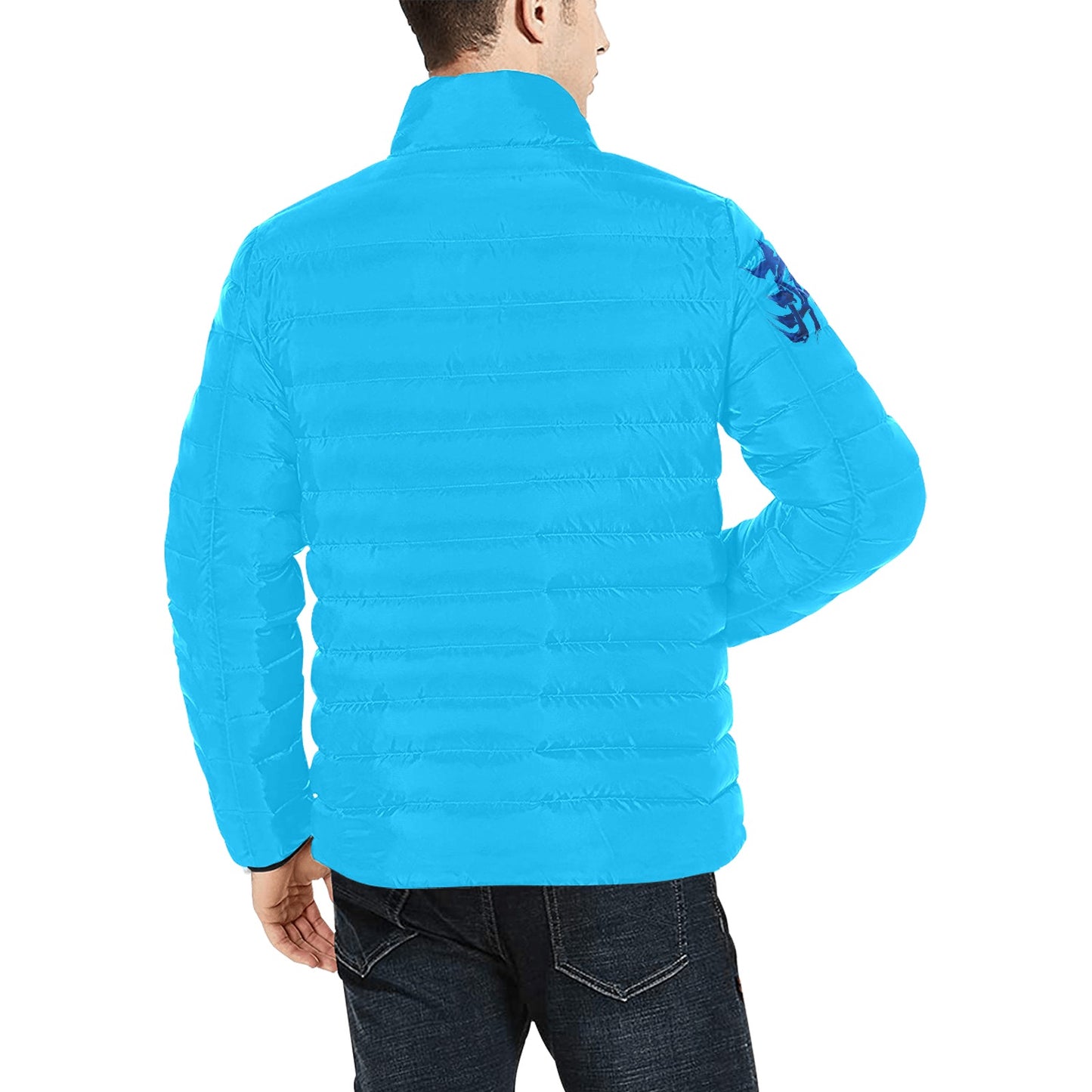 Giacca Bomber Uomo Collezione JSports Momo K46 Ocean Drift ArmTag JSHUB – Base Deepsky Blu con Stampa e Tag Spalle Blu Scuro Sfumati