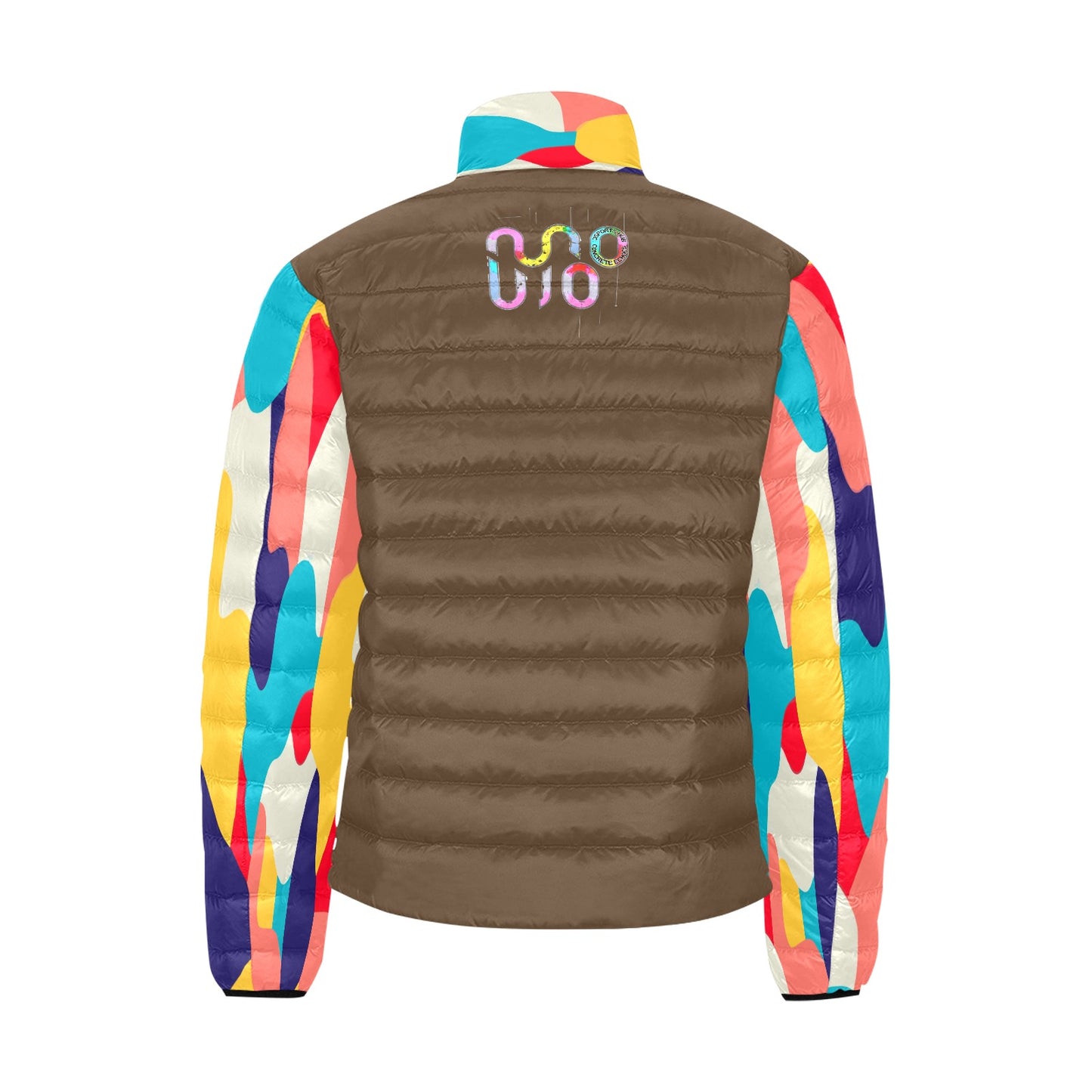 Giacca Bomber Uomo Collezione Concrete Echoes JSHUB – Base Marrone Caffè Logo e Mimetico Multicolor All Over