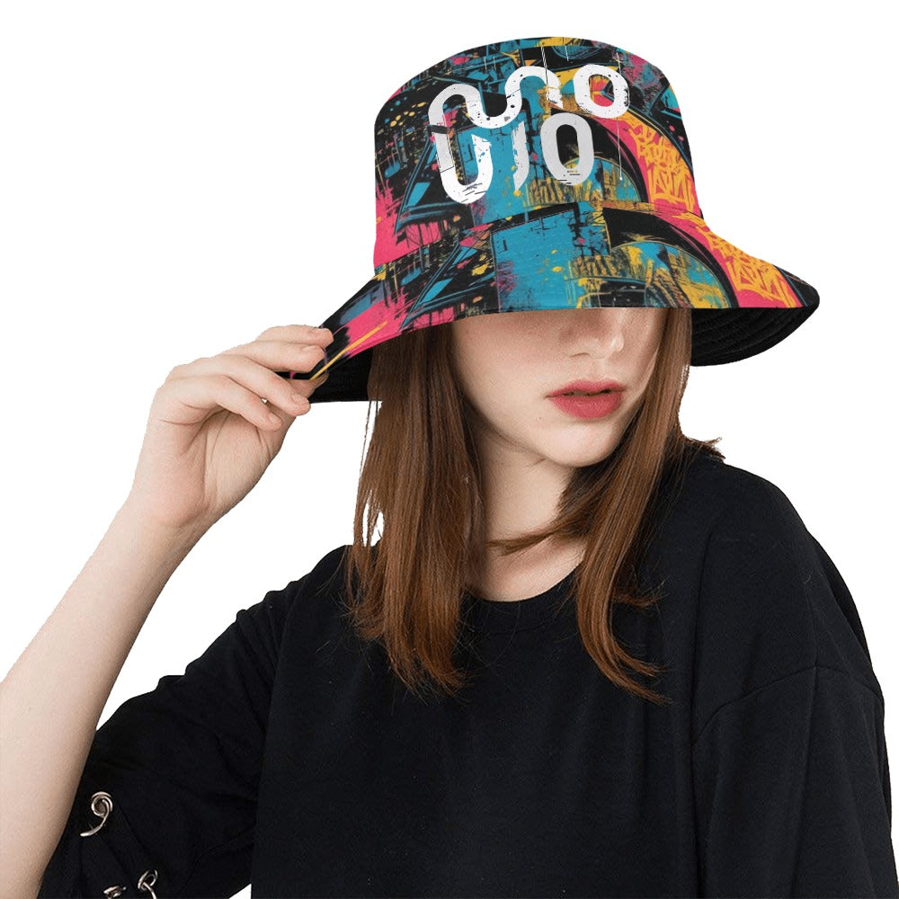 Cappello da Pescatore Donna Visual Riot – Cotone Twill con Stampa Graffiti All-Over | Concrete Echoes