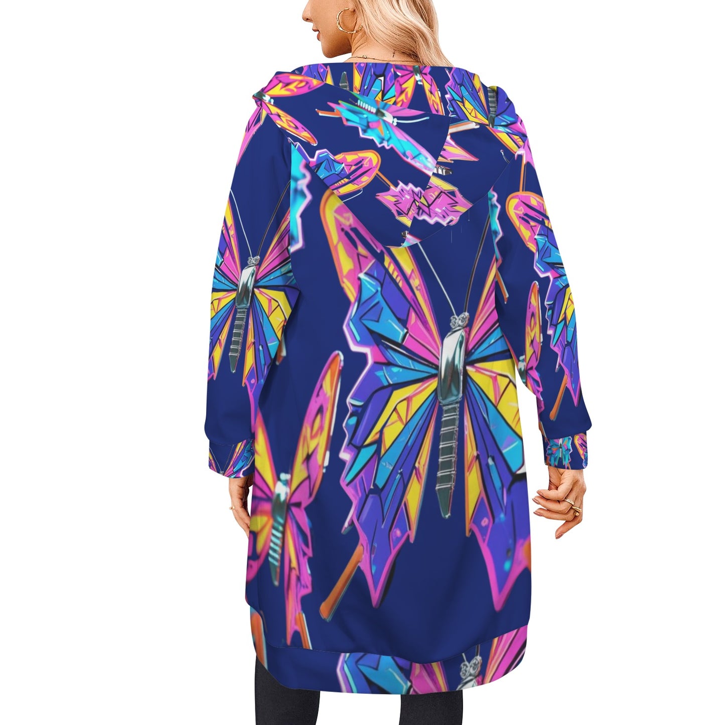 Giacca felpa donna con cappuccio e zip Wings of Noise stampa all-over – 10 varianti colore