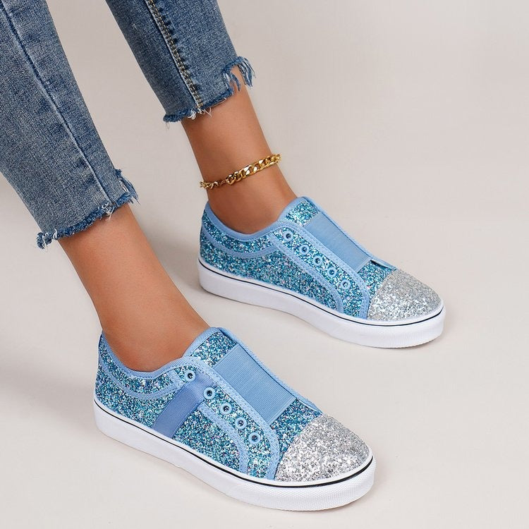 Sneakers GlitterPop – Scarpe di Tela Colorate con Paillettes per Donna