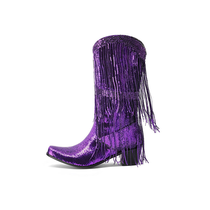 Stivali Bling Fringe Cowboy