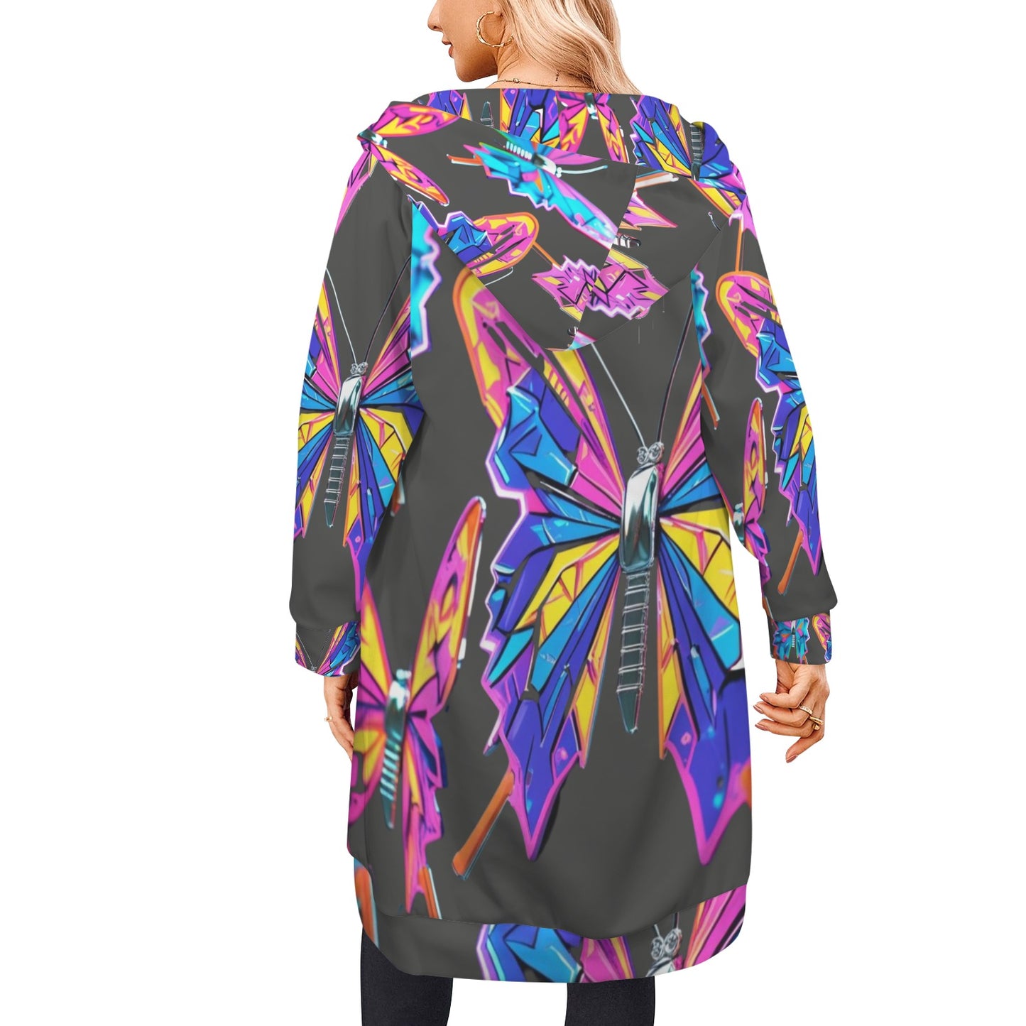 Giacca felpa donna con cappuccio e zip Wings of Noise stampa all-over – 10 varianti colore