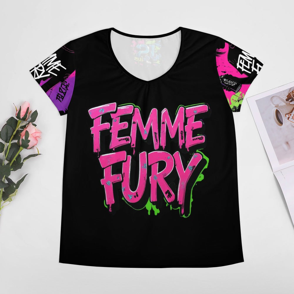 T-shirt donna FEMME FURY - Minimal graffiti lettering
