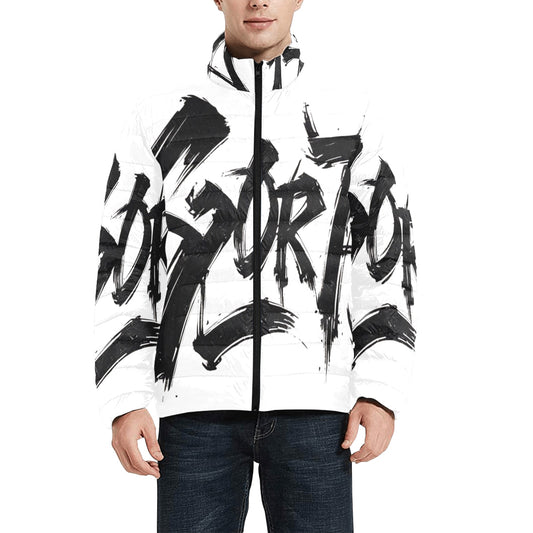 Giacca Bomber Uomo Collezione JSports Momo M01 Dominio Bianco Nero JSHUB – Base Bianca con Stampa All-Over Nera