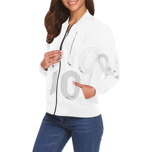 Bomber donna Concrete Echoes Urban Static bianco logo all-over streetwear