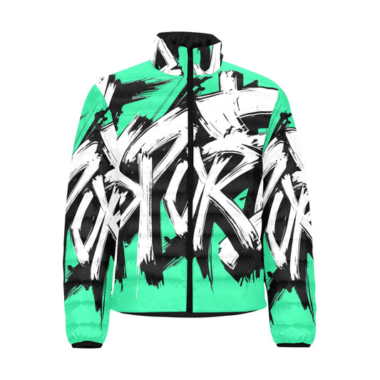 Giacca Bomber Uomo Collezione JSports Momo M03 Menta Mistica JSHUB – Base Medium Spring Green con Stampa All-Over Bianca Contornata di Nero