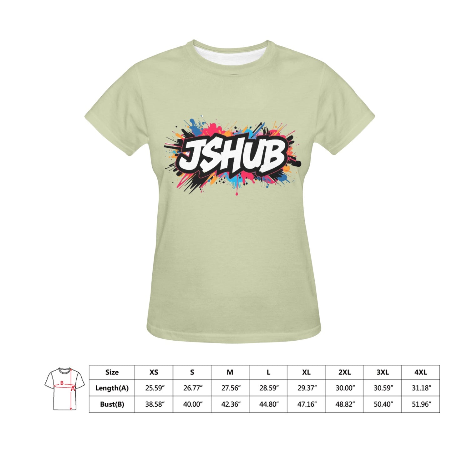 T-shirt Donna JSHub Girocollo Elegante – Stampa All-Over Urban Style