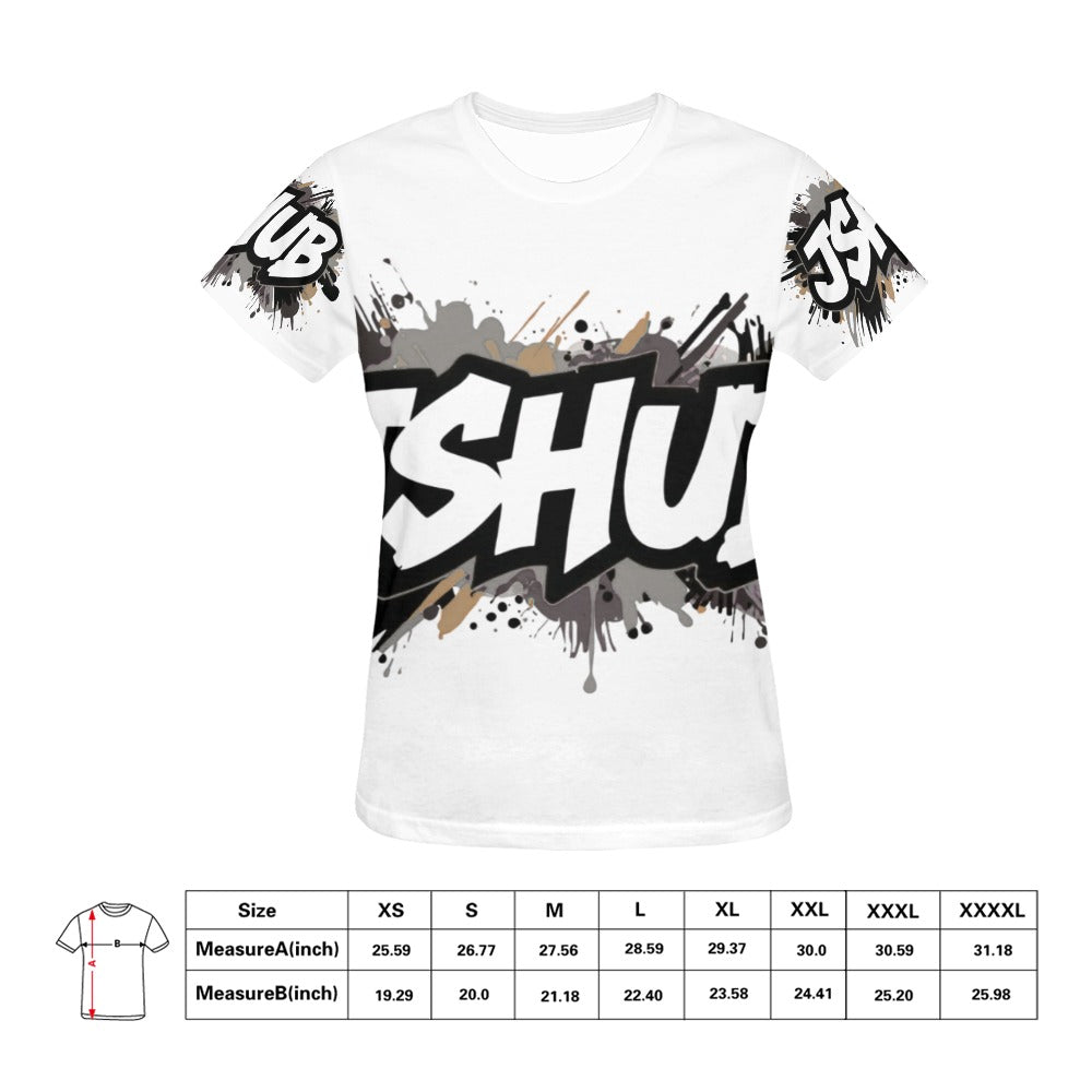 T-shirt Donna JSHub Urban Streetwear Graffiti Monochrome – Stampa All-Over