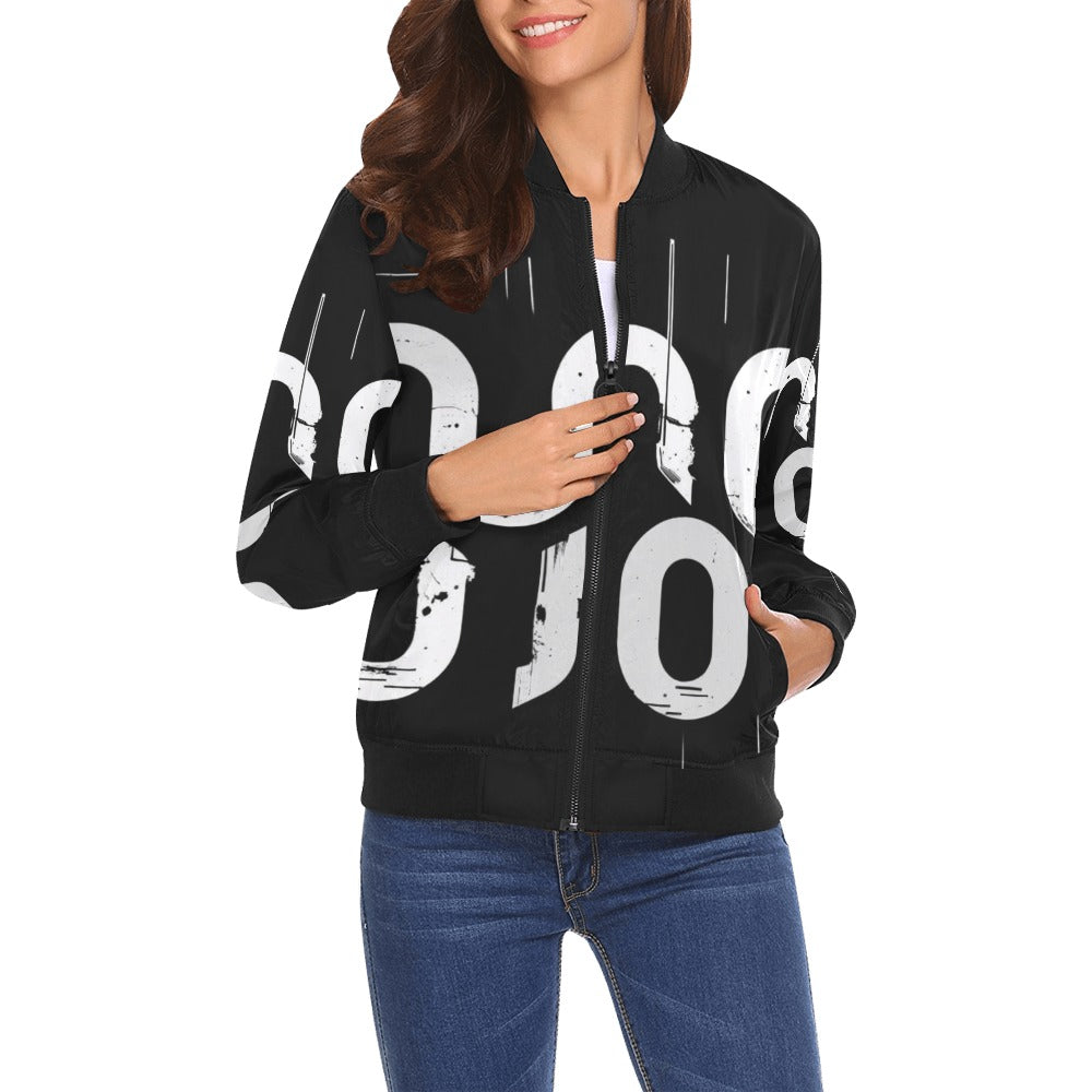 Bomber donna Concrete Echoes Urban Static nero logo all-over streetwear