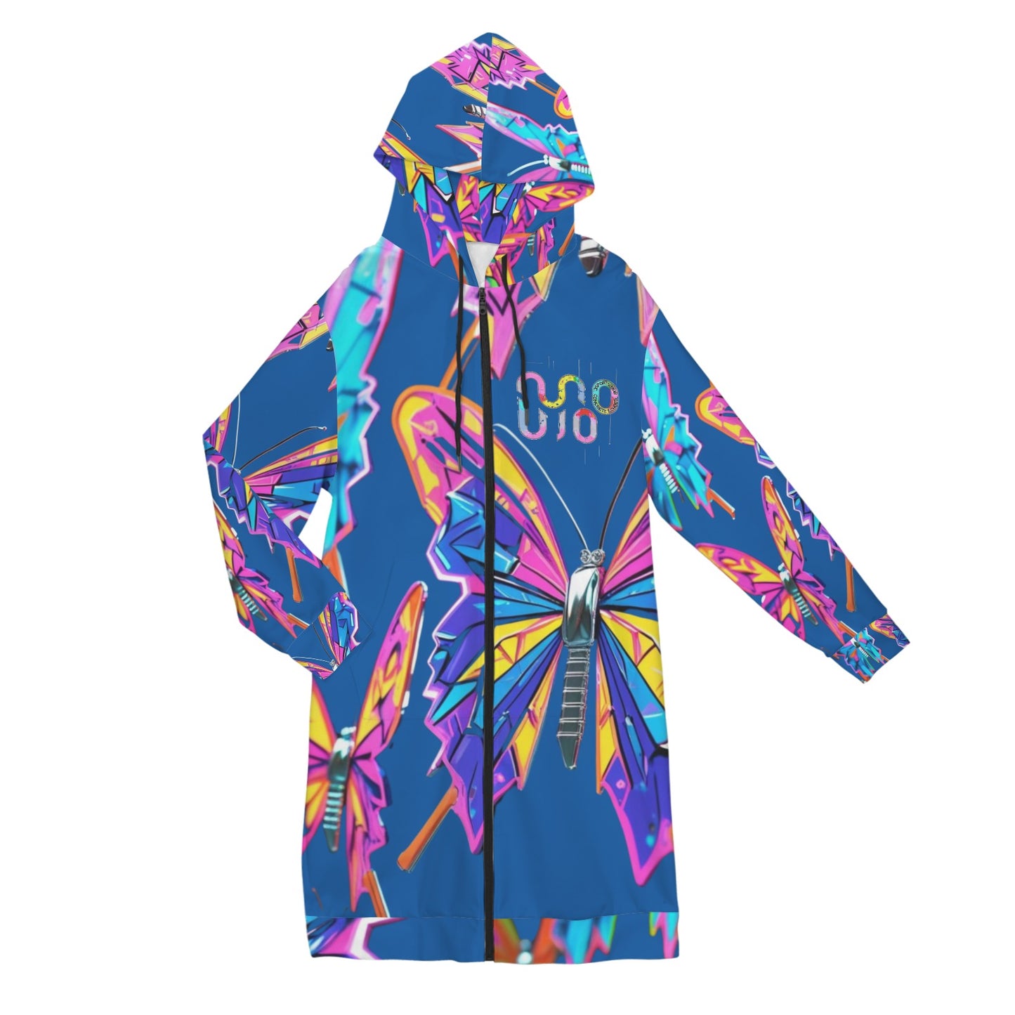Giacca felpa donna con cappuccio e zip Wings of Noise stampa all-over – 10 varianti colore