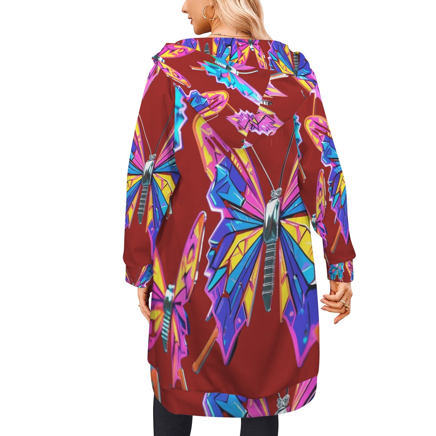 Giacca felpa donna con cappuccio e zip Wings of Noise stampa all-over – 10 varianti colore