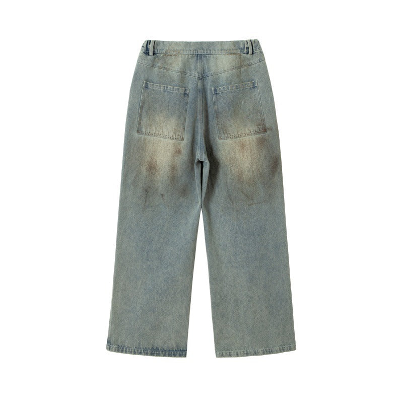 Jeans loose lavaggio ossidato spruzzato