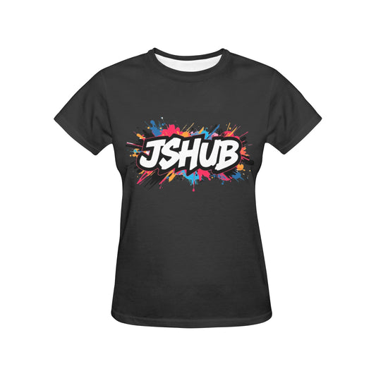 T-shirt Donna JSHub Girocollo Elegante – Stampa All-Over Urban Style