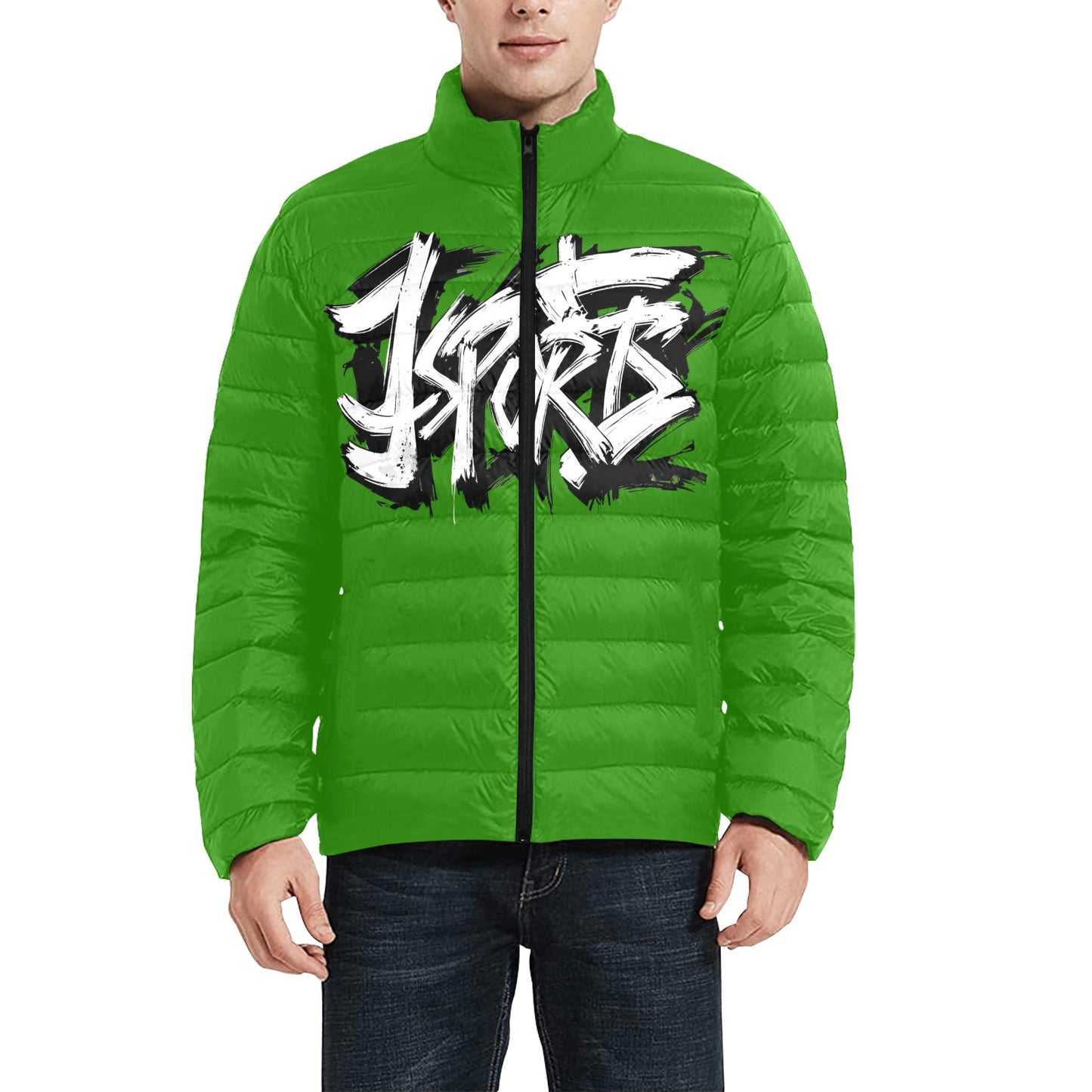 Giacca Bomber Uomo Collezione JSports K19 Mint Shadow JSHUB – Base Verde Scuro Stampa Bianca Centrale