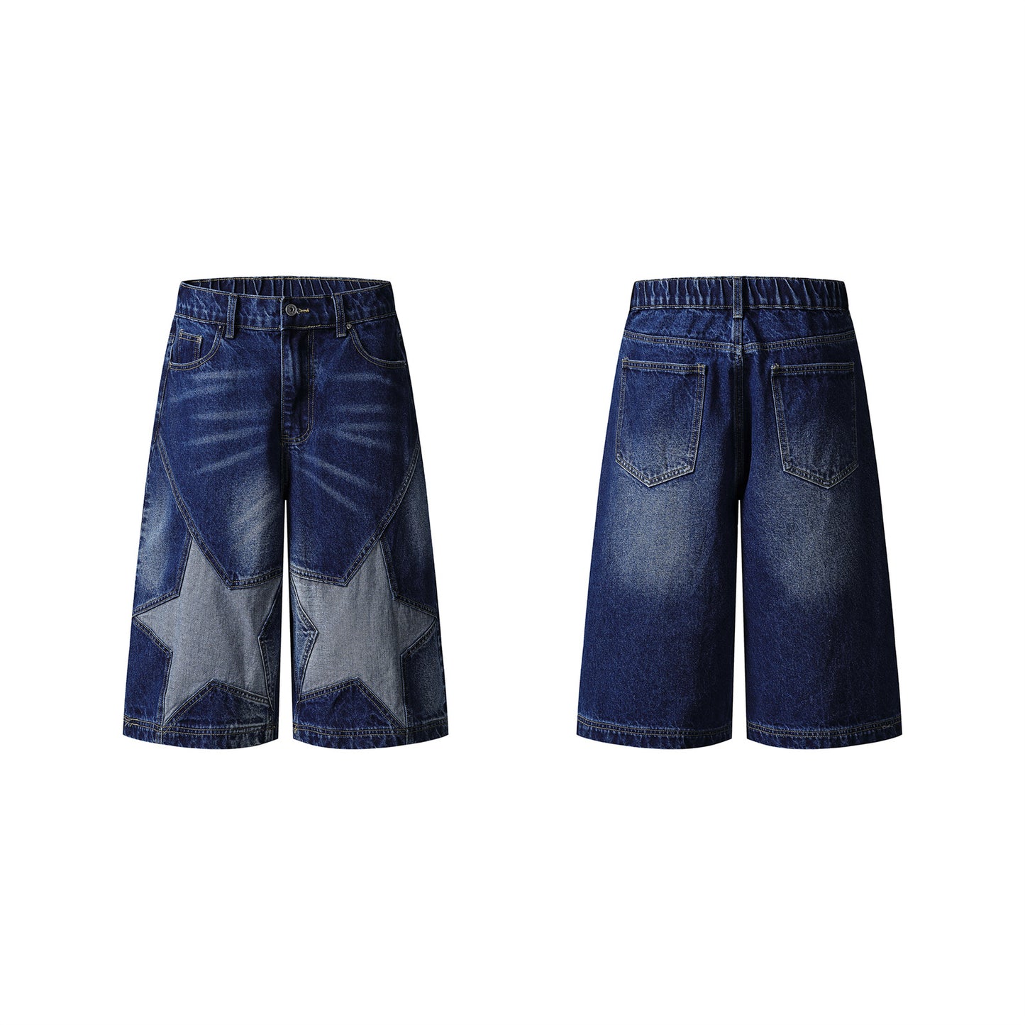 Bermuda “Star Fade” denim 7/8 patchwork retrò