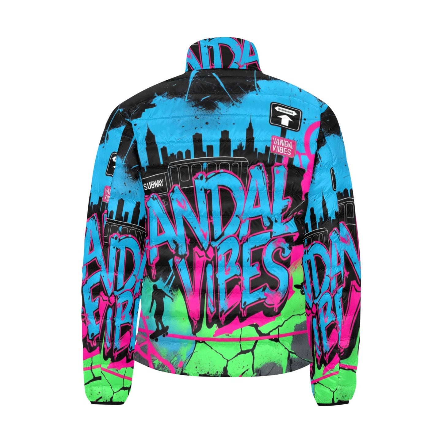 Giacca Bomber Uomo Collezione Vandal Vibes JSHUB – Base nera Stampa All Over